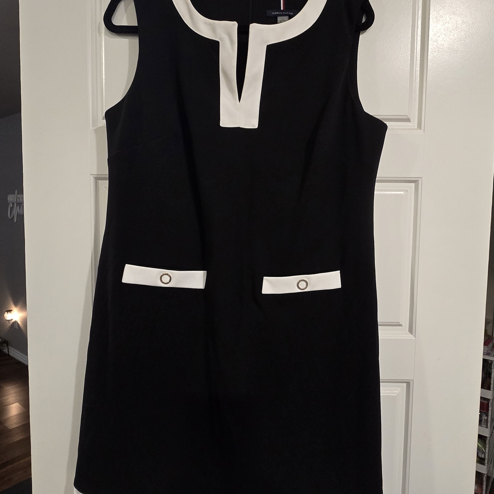 Tommy Hilfiger Black Mini Dress with White Trim
